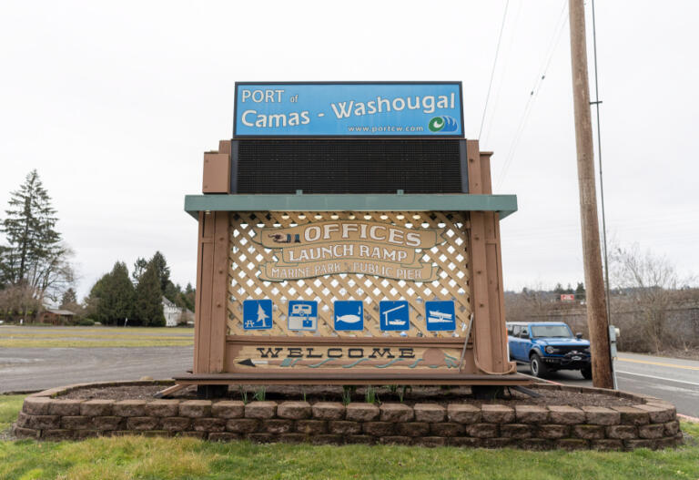 A sign for the Port of Camas-Washougal standsTuesday, Feb. 18, 2025.
