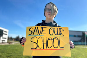 Camas student Kai Boswell holds a 