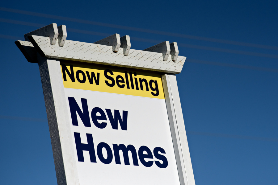 A sign advertises new homes for sale in the North Haven development near Fairgrounds Community Park in Clark County. (Amanda Cowan/The Columbian files)