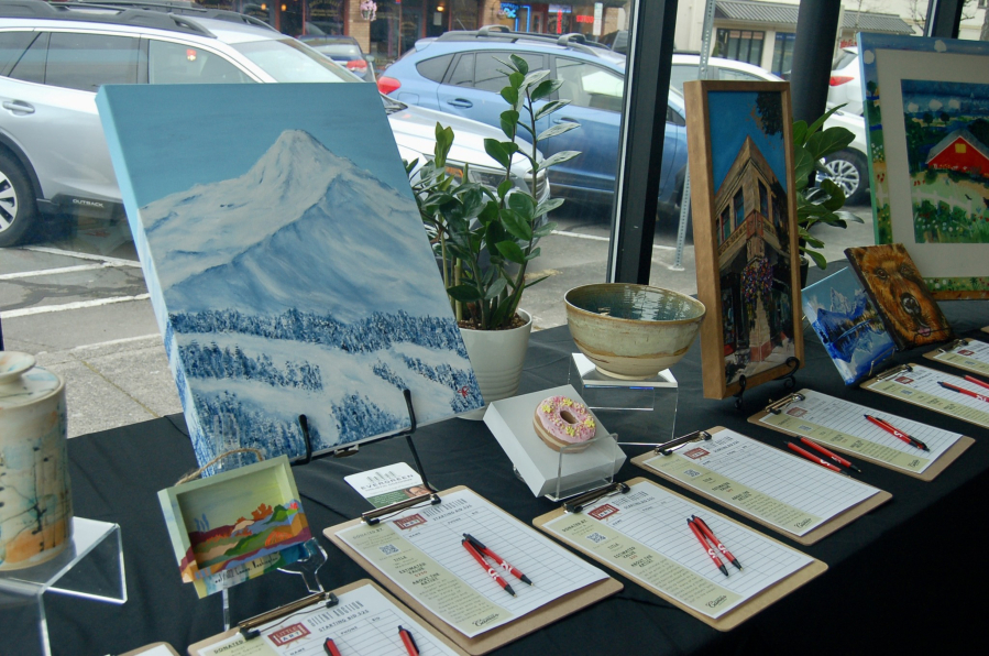 Courtesy of Downtown Camas Association 
 Artwork is displayed at the 2024 Little Art Camas event. The 2025 Little Art Camas, featuring $20 art pieces by local artists, is set to take place at the Fuel Medical Lobby building in downtown Camas Friday and Saturday, March 21-22.