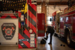 Capt. James Tierney gears up Friday, March 21, 2025, at the Camas-Washougal Fire Department's Station 42 in Camas. (Taylor Balkom/The Columbian files)