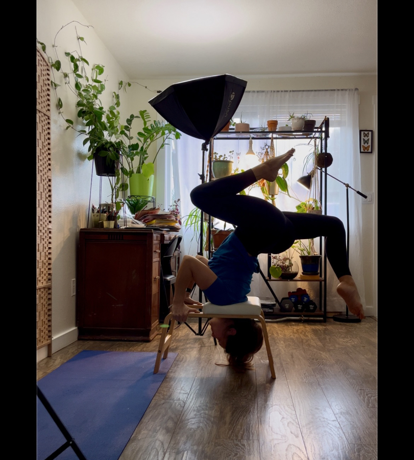 Yuliya Bohan strikes an upside-down yoga pose in an undated photo. (Photo contributed by Yuliya Bohan)