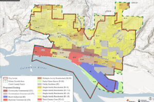 The Washougal City Council has approved the “Alternative 1” map, above, as part of a comprehensive plan update Washougal officials must adopt by the end of 2025 to satisfy a Washington State Growth Management Act mandate. (Contributed by the city of Washougal)